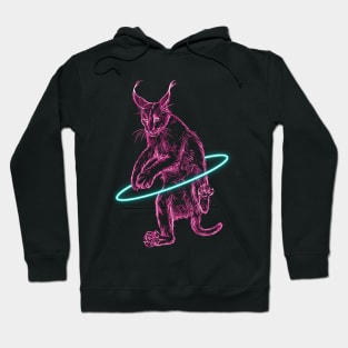 Pink Neon Hula Hooping Caracal Hoodie